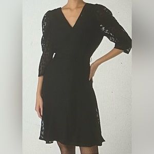 NWT Karl Lagerfeld Black Burnout Logo Print Dress. Size 14